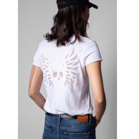 Zadig & Voltaire Story Fishnet Skull Wings Tee Shirt- M,L - Picture 2 of 7